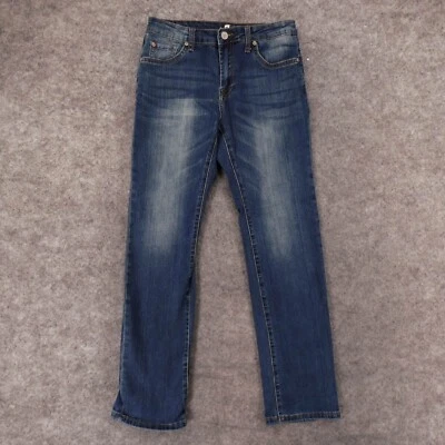 Pantalones de mezclilla 7 para toda la humanidad jóvenes niñas 14 elásticos estándar rectos lavado medio desvanecido Foto 1 de 4