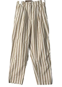 Urban Outfitters pantaloni da donna a botte in cotone a righe pieghe a botte taglia 6 - Foto 1 di 7