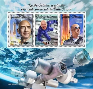 BLUE ORIGIN Orbital Reef Space Station Jeff Bezos Stamp Sheet 2021 Guinea-Bissau - Picture 1 of 1