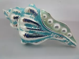 Napier Brooch Aqua Blue CouchShell Pearl Like Stones with Silvertone Accents - Picture 1 of 7