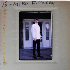 Vintage 35mm Slide Photo — Handsome Young Man Standing Porch Formal Suit — 1969 - Bild 1 von 2