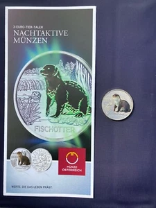 3 Euro Münze Fischotter Österreich 2019 Tiertaler + Folder - Bild 1 von 5