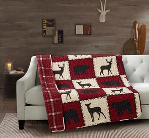 Virah Bella - Stitched Forest Vermillion - Lightweight Throw Blanket 50"x60" - Picture 1 of 1