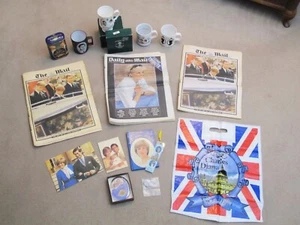 PRINZESSIN DIANA PRINZ CHARLES ROYAL HOCHZEIT ERINNERUNGSSTÜCKE 1981 TASSEN ZEITUNGEN usw. - Bild 1 von 13