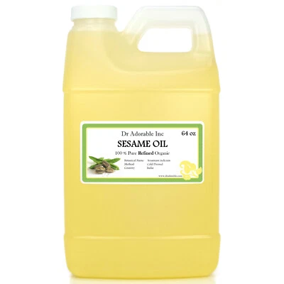 DR.ADORABLE 64 oz Premium Refined Sesame Seed Oil 100% Pure Organic Cold Pressed Best Fresh