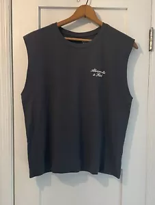 Abercrombie & Fitch Logo Soft A&F Oversized Muscle Tee Tank Top Blue Size: L NWT - Picture 1 of 8