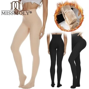 Women Thermal Underwear Fleece Lined High Waist Leg Shaping Tummy Control Tights - Picture 1 of 15