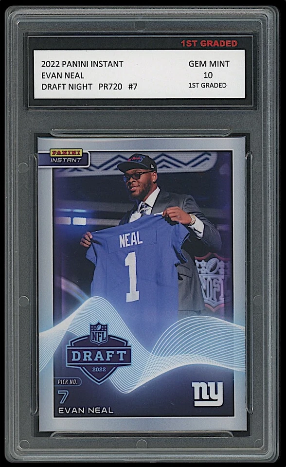 EVAN NEAL 2022 PANINI INSTANT NFL DRAFT NIGHT 1ST GRADED 10 ROOKIE CARD GIANTS - Image 1 of 1