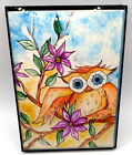 Peinture couleur eau de hibou brillante amusante prête à accrocher ferme boHo art déco