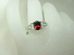 14K massiver Weißgold Granat & Diamant Ring 1,04ct t.w (GESCHÄFT GESCHLOSSEN) 11-KPQM - Bild 1 von 4