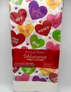 Candy Hearts Valentine's Day Holiday Theme Party Decoration Plastic Tablecover - Picture 1 of 1