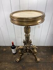 Renaissance Revival c1840’s Gold Gilded Marble Top Pedestal With Eagle Feet