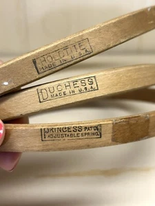 Vintage Lot Of 3 Embroidery Hoop Princess Duchess Gibbs 5,6,7 Inch Wood Spring - Picture 1 of 12