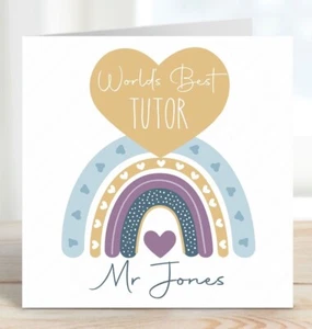 PERSONALISED THANK YOU WORLDS BEST TUTOR CARD FOR EDUCATION TUTOR - Picture 1 of 9