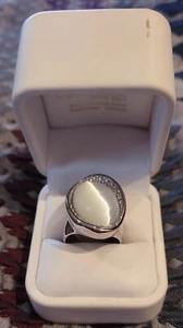 ROGERS & HOLLANDS FASHION RING WHITE SIMULATED STONE W/RHINESTONES SZ 8.5 S/S - Picture 1 of 8