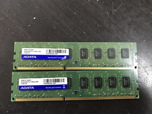 LOT of 2 ADATA 8GB (2x4GB) 2Rx8 DDR3-1333 PC3-10600U DESKTOP RAM - Picture 1 of 2