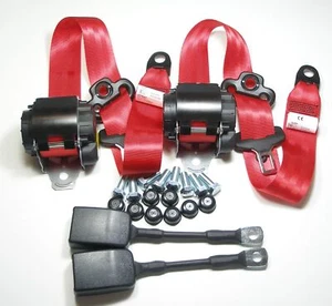 2 NEW RED Porsche 911 TRW / REPA SEAT BELTS , MADE IN GERMANY - Picture 1 of 4