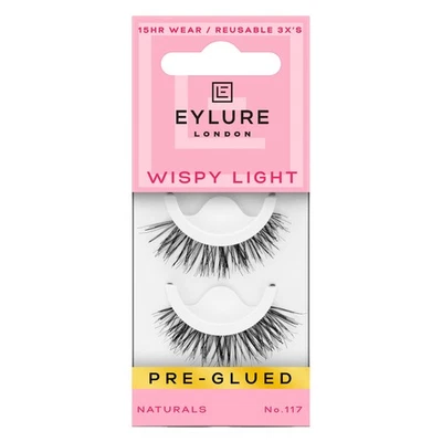 Eylure Pre Glued Wispy No 117 False Eyelashes Elegant Fluttery Look 15 Hour Wear - Image 1 of 4
