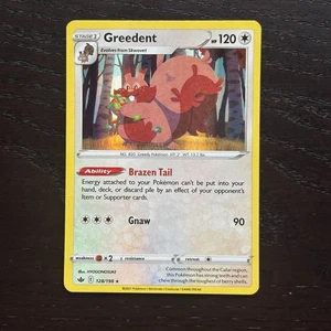 Greedent 128/198 Pokemon Chilling Reign Sword & Shield Holo Rare Card NM - Picture 1 of 2