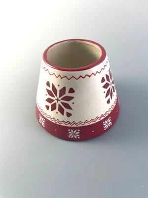 洋基蜡烛大号陶瓷灯罩红色白色雪花北欧图案  — 第 1/3 张图片