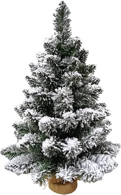 Albero Di Natale Pinetto Innevato 60 Cm Fogliame Folto E Realistico in PVC, Base - Immagine 1 di 4