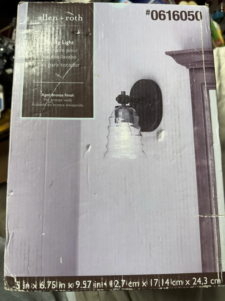 New Allen + Roth Elham Vanity Light Aged Bronze Clear Glass Shade#06160050 - Image 1 of 1