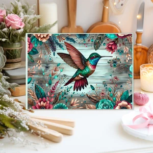 8x11 Tempered Glass Cutting Board Country Rustic Scene~Hummingbird~Kitchen - Picture 1 of 1