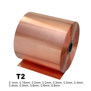 Copper Sheet Plate Roll, 0.1mm-0.8mm Thick, 305mm/1000mm Length, Multiple Widths - Picture 1 of 9