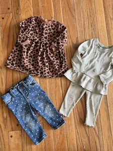 Baby Girl Lot 12 Months 4 Piece Jeans Dress Cat & Jack Carters - Picture 1 of 13