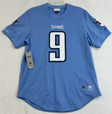 Hombres Mitchell & Ness NFL Tennessee Titans 1999 Steve McNair Azul Claro Malla Med Foto 1 de 4