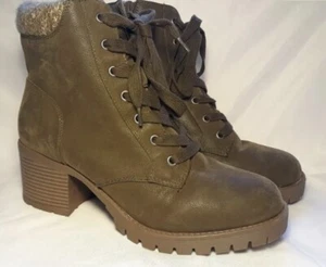 Modische Damen-Schnürstiefel Aveline Kunstleder mit Absatz, Reißverschluss - grün - Bild 1 von 3