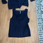 Margaret O'Leary Cashmere Navy Blue Sweater Set Twinset Cardigan XL 2 Pieces