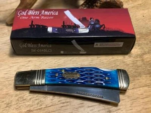 Frost Steel Warrior Blue Jigged Bone One Arm Lock Back 4" Razor Knife FSW034BLCS - Picture 1 of 5