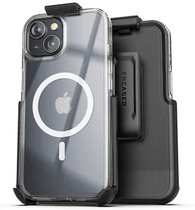 iPhone 15 Magnet Hülle mit Gürtelclip Holster Kompatibel mit MagSafe (Klar) - Bild 1 von 10