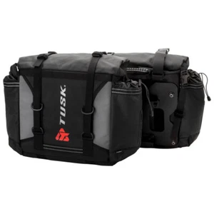 Tusk Olympus Pannier Bags w/ Universal Pannier Rack Mounts Black/Grey Motorcycle - Picture 1 of 12