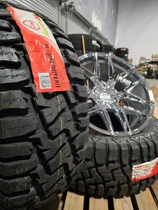 4) 22" AXE OFF ROAD CHROME WHEEL & TIRE PACKAGE! 35' TIRE 6X139 CHEVY TUNDRA TRX - Picture 1 of 3