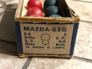 EARLY BOX GE MAZDA RED GREEN Vintage 63G 6V LIGHT BULBS NOS Car Truck Auto OLD - Picture 1 of 6