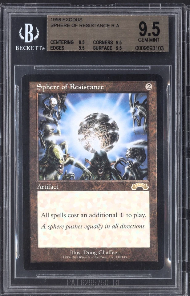 MTG Exodus 1998 Sphere of Resistance BGS 9.5 GEM MINT QUAD (1of1) (95,95,95,95) - Image 1 of 1