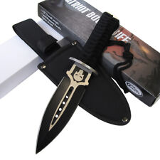 SKULL Patriot BOOT KNIFE w/ Sheath Tactical Dagger Double Edged 9 1/2" Rite Edge