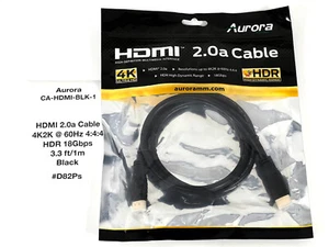 Aurora CA-HDMI-BLK-1, HDMI 2.0a Cable 4K2K @ 60Hz, 4:4:4 HDR 1m(3.3ft) - #D82Ps - Picture 1 of 3
