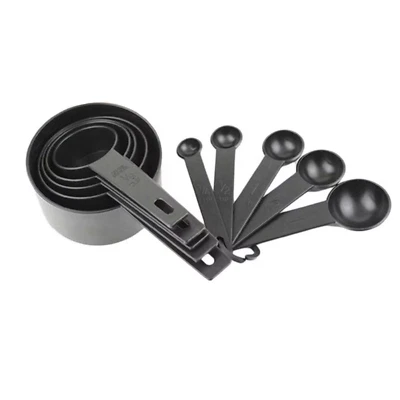 Cake Measuring Cups And Spoons Set Black Color Unbreakable (10 Pcs), for baking - Image 1 of 4