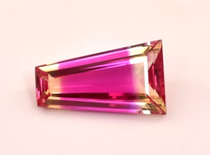 13.15 Ct Natural Bi-Color Brazilian Tourmaline Fancy Cut GIE Certified Gemstone - Picture 1 of 11