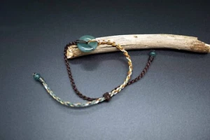 Pulsera de Jade Natural Donut Jade Pulsera de Jade Anudada Longitud Ajustable - Imagen 1 de 9