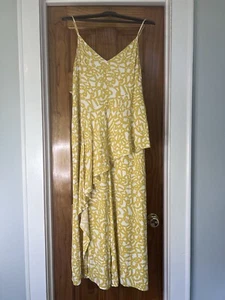 Anthropologie Maeve Brittany Jumpsuit Sleeveless Ruffle Yellow Beach Costal Sz 2 - Picture 1 of 12