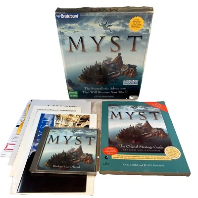 MYST Big Box PC Game 1996 Brøderbund  w/ Manual Color Poster Guides Wow! CIB EUC - Image 1 of 4