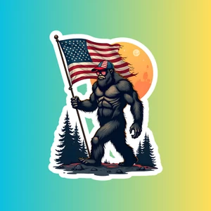 Bigfoot patriotic sticker vinyl decal American flag yeti sasquatch USA freedom - Picture 1 of 3