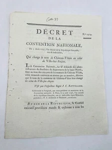 {Decret} Qui change le nom de Château-Vilain en celui de Ville-sur-Aujon. - Foto 1 di 2