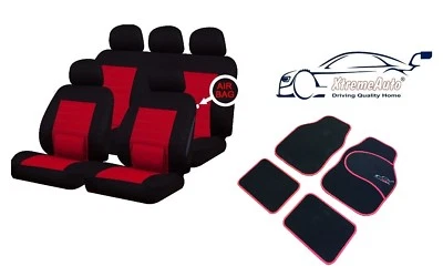 CAMDEN RED LUMBAR UNIVERSAL CAR SEAT COVERS + MATCHING CARPET MATS For Suzuki - Image 1 of 3