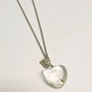 Silver Plated Chain With Dandelion Wish Glass Pendant; 52cm