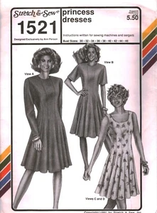1594 Stretch & Sew Sewing Pattern Vintage Misses Princess Dress 30 - 46 OOP Sew - Picture 1 of 2